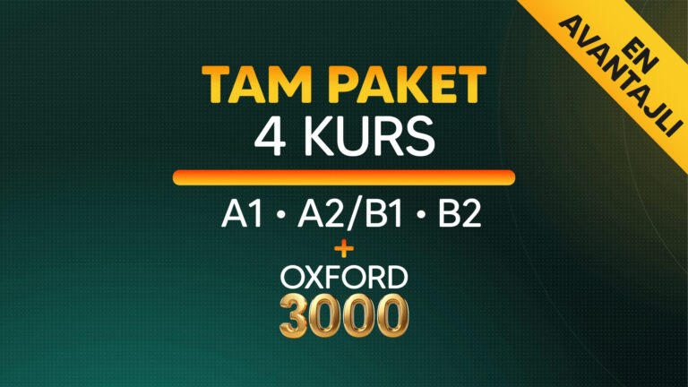 Tam Paket – 4 Kurs (A1-B2) + Oxford 3000 Dahil